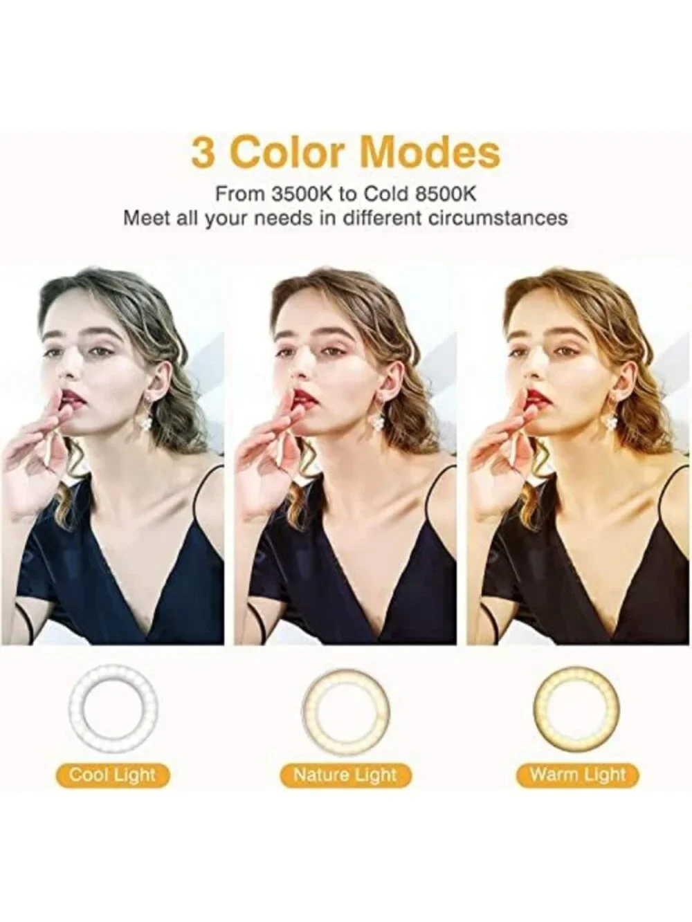 Rechargeable Clip-On Ring Light with 60 LEDs for Phone, Laptop & Tablet - 5
